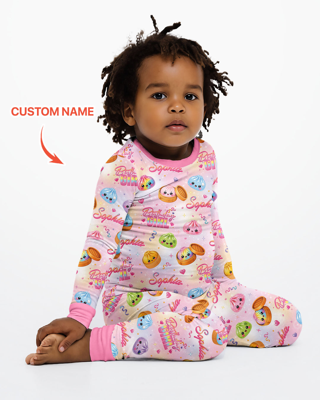 Birthday Girl Glitter Dumpling Bamboo Two Piece Long Sleeve Pajama Set