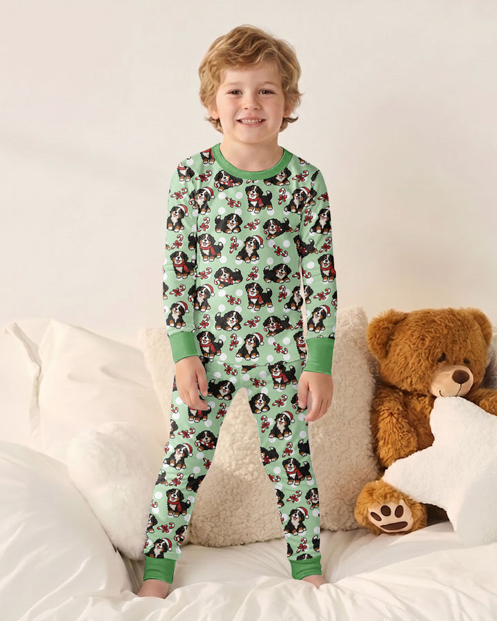 Holiday Bernese Mountain Christmas Dog Bamboo Two Piece Long Sleeve Pajama Set