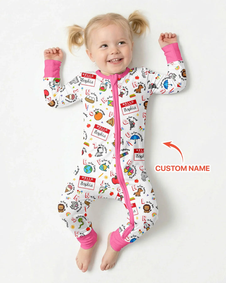 Custom Name Hello School ABCs Bamboo Convertible Zippy