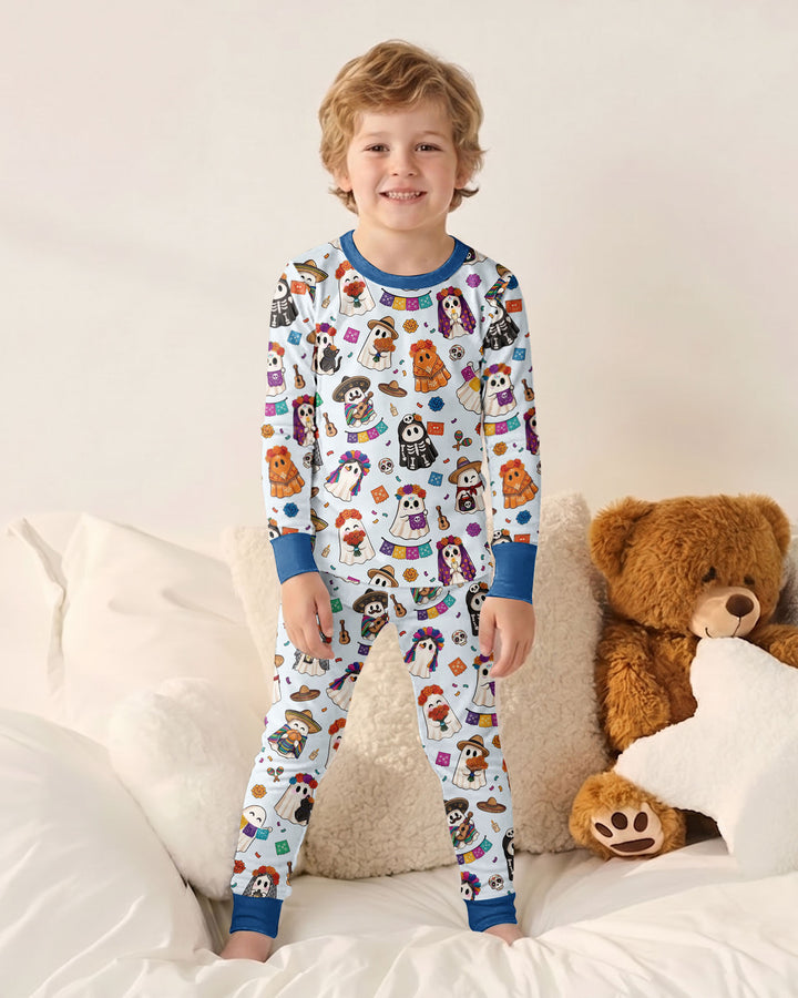Dia De Los Muertos Mexican Ghost Bamboo Two Piece Long Sleeve Pajama Set