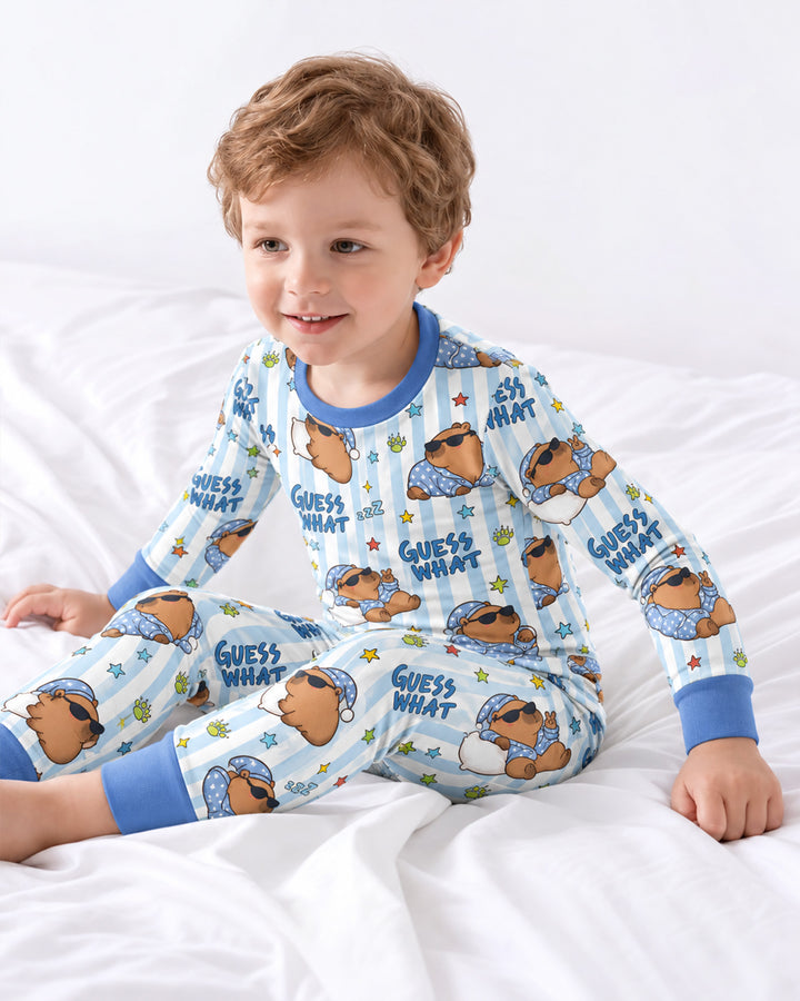 Sleepy Capybara Bamboo Two Piece Long Sleeve Pajama Set