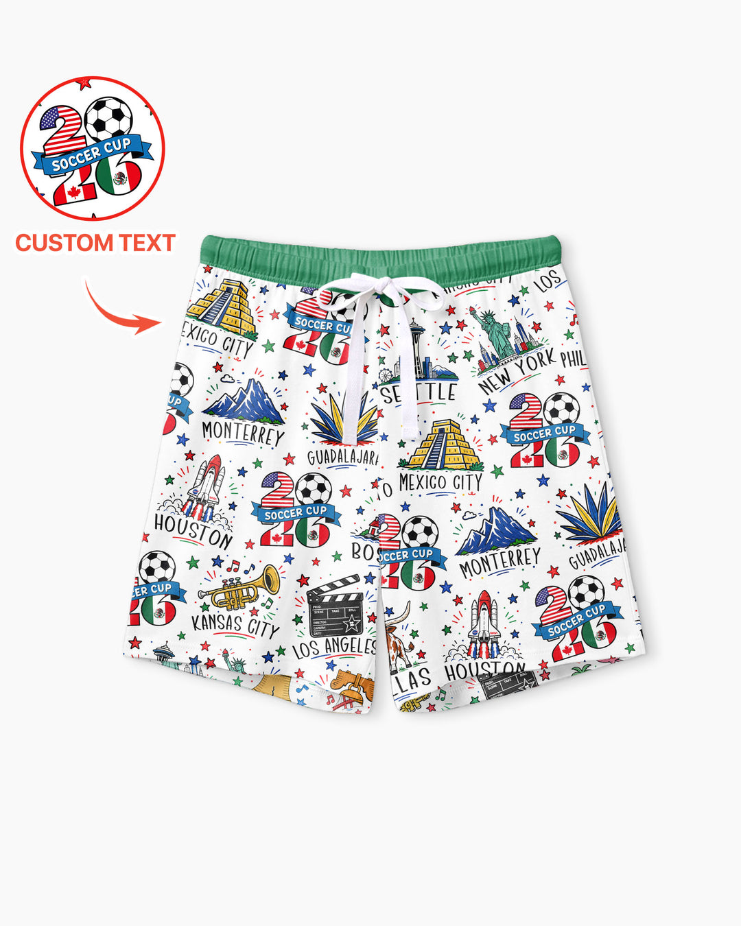 2026 Soccer Cup Host Citties Bamboo Women Short Sleeve Short Pajama Set