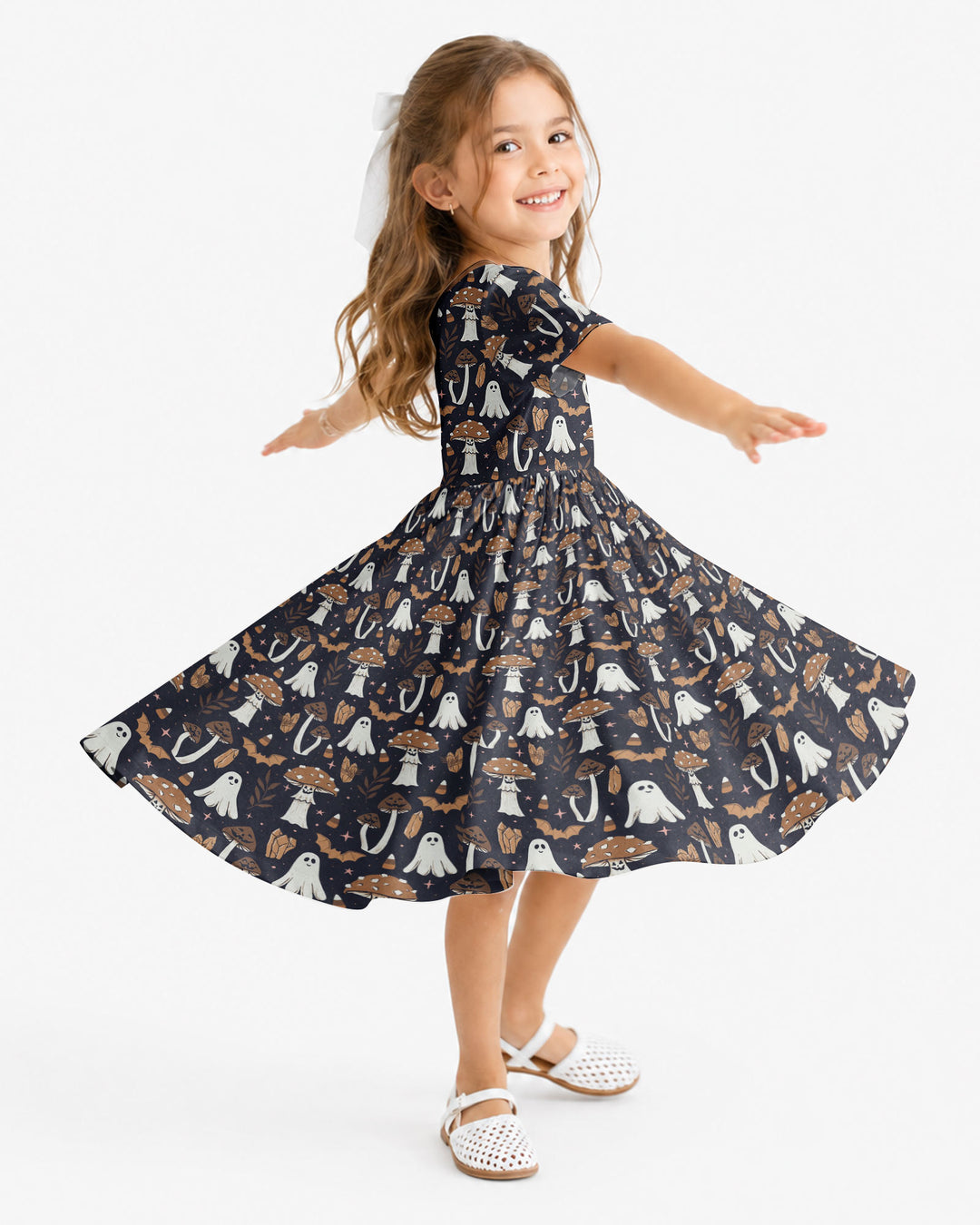 Retro Halloween Whimsy Bamboo Twirl Dress