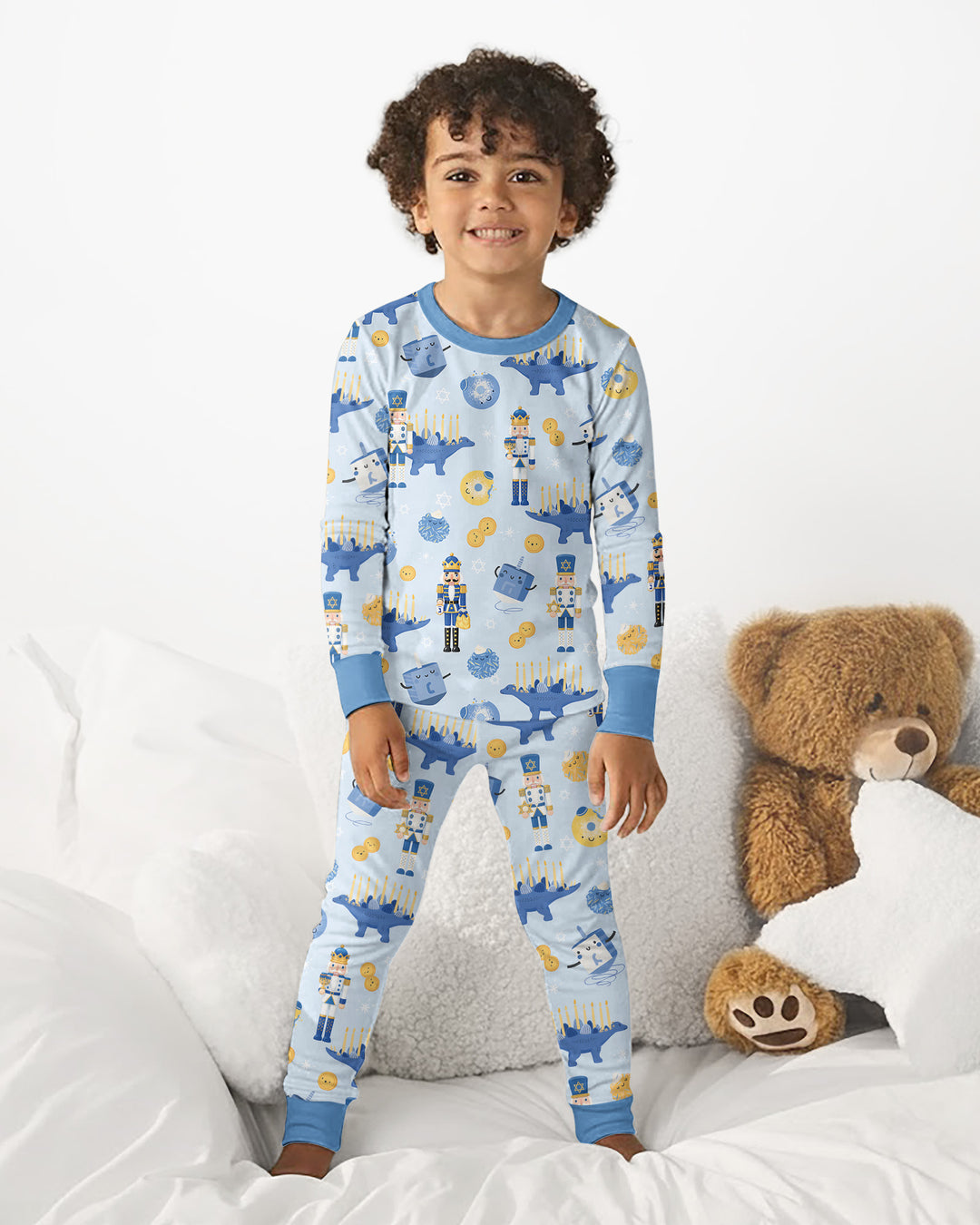 Hanukkah Nutcracker King Family Matching Bamboo Two Piece Long Sleeve Pajama Set