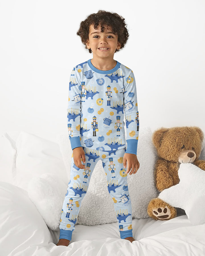 Hanukkah Nutcracker King Family Matching Bamboo Two Piece Long Sleeve Pajama Set