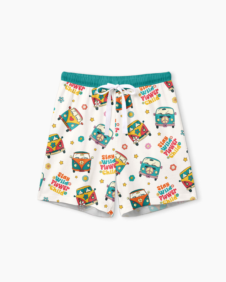 Stay Wild Flower Child Bamboo Women Short Sleeve Short Pajama Set