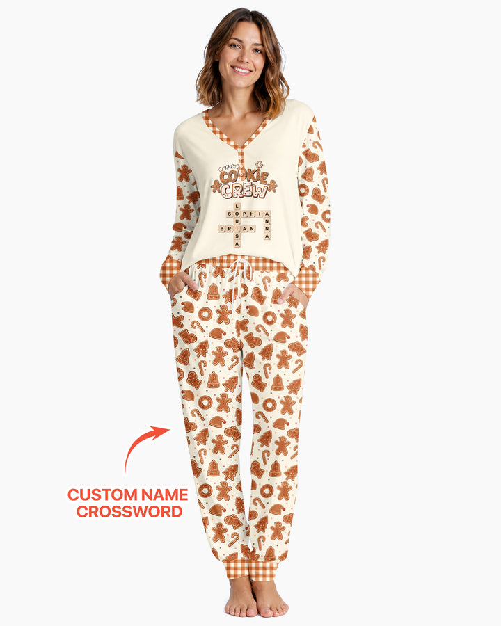 Custom Crossword Cookie Crew Bamboo Women Pajama Set