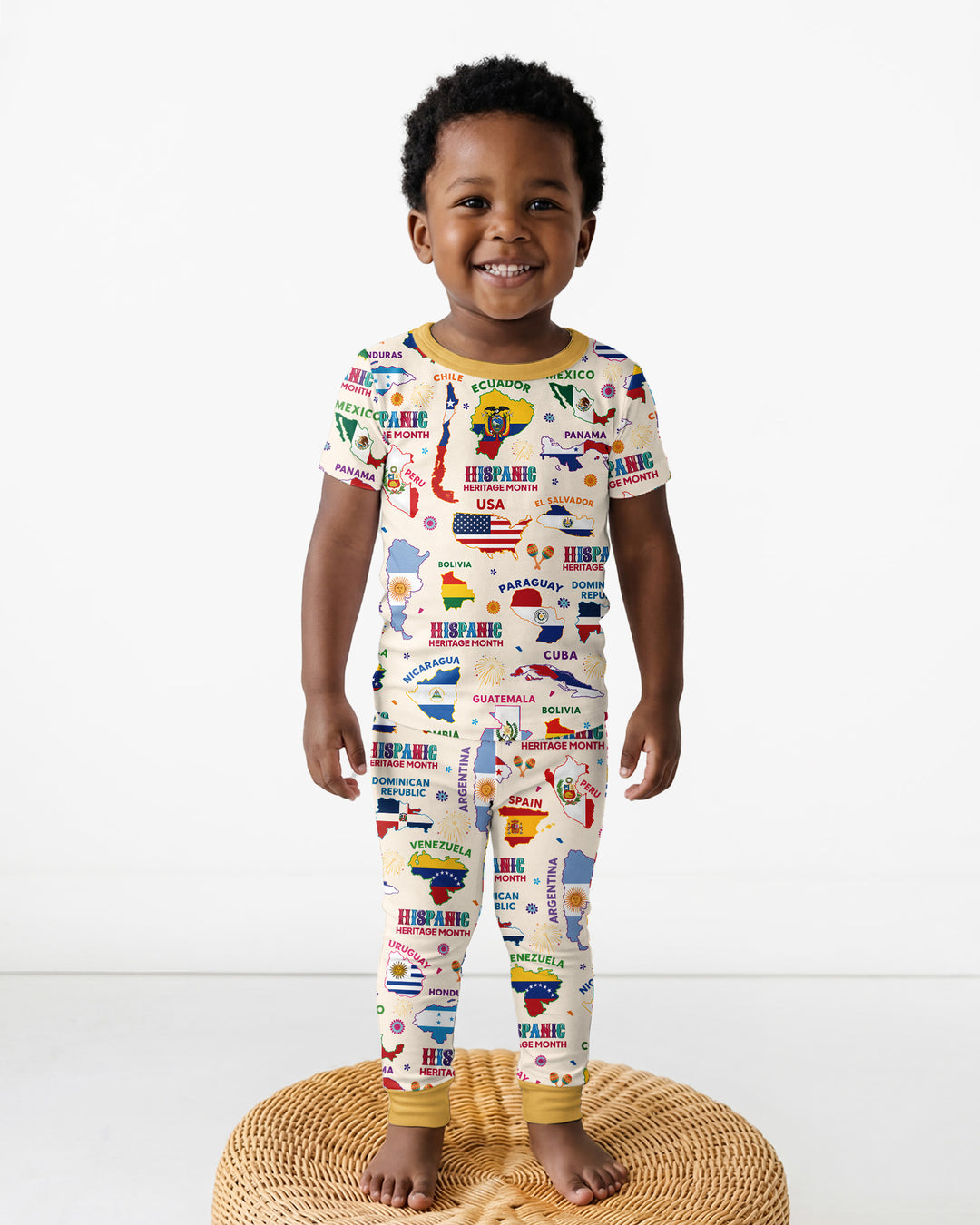 Hispanic Heritage Month Country Flags Bamboo Two Piece Short Sleeve Pajama Set