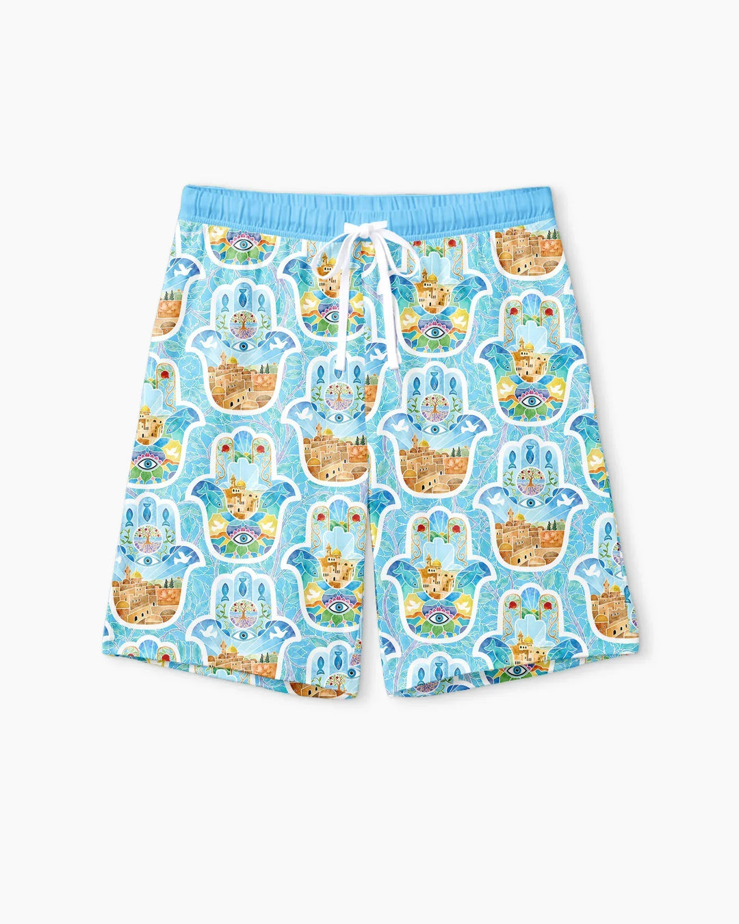 Hamsa Hand Bamboo Men Short Sleeve Short Pajama Set