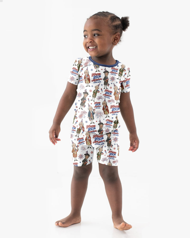 Party Like It's 1776 Family Matching Bamboo Two Piece Short Sleeve Shorts Pajama Set