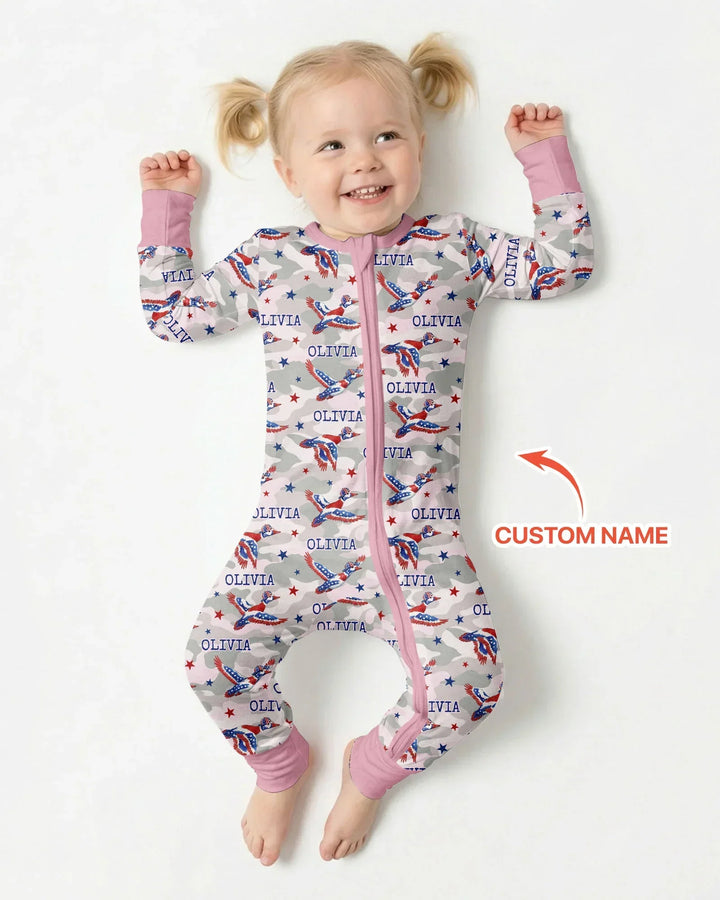 Custom Name America Mallard Duck Family Matching Bamboo Convertible Zippy