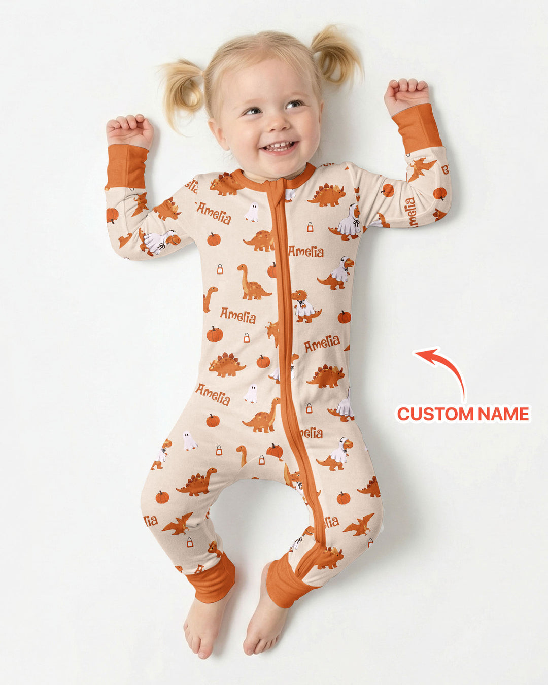 Custom Name Spooky Dinosaur Halloween - Personalized Bamboo Convertible Zippy
