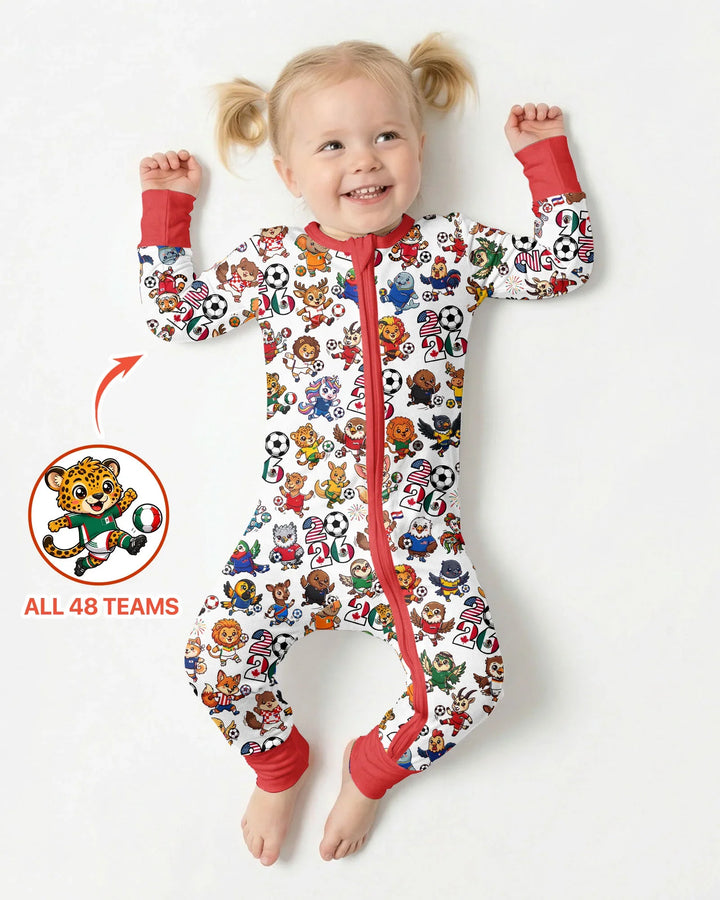 Kawaii Animals Soccer Tour 2026 Family Matching Bamboo Convertible Zippy