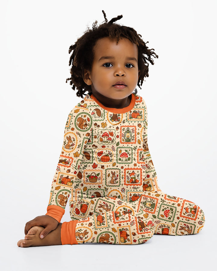 Woodland Animal Fall Bamboo Two Piece Long Sleeve Pajama Set