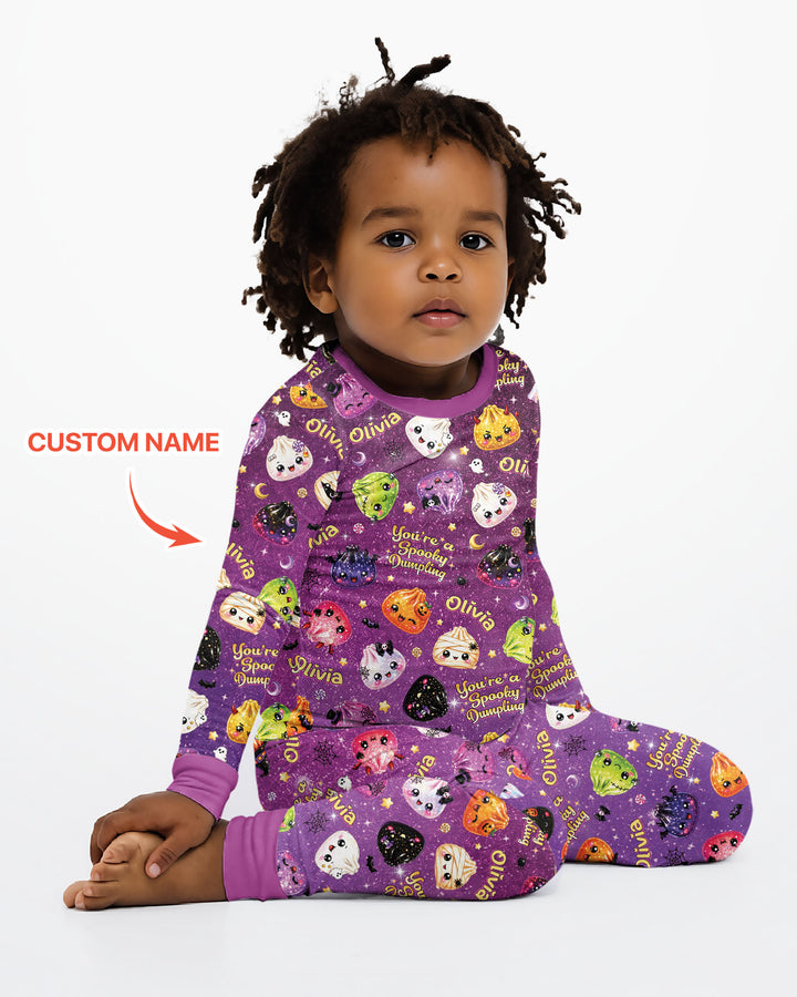 Custom Name You're A Spooky Dumpling Bamboo Two Piece Long Sleeve Pajama Set