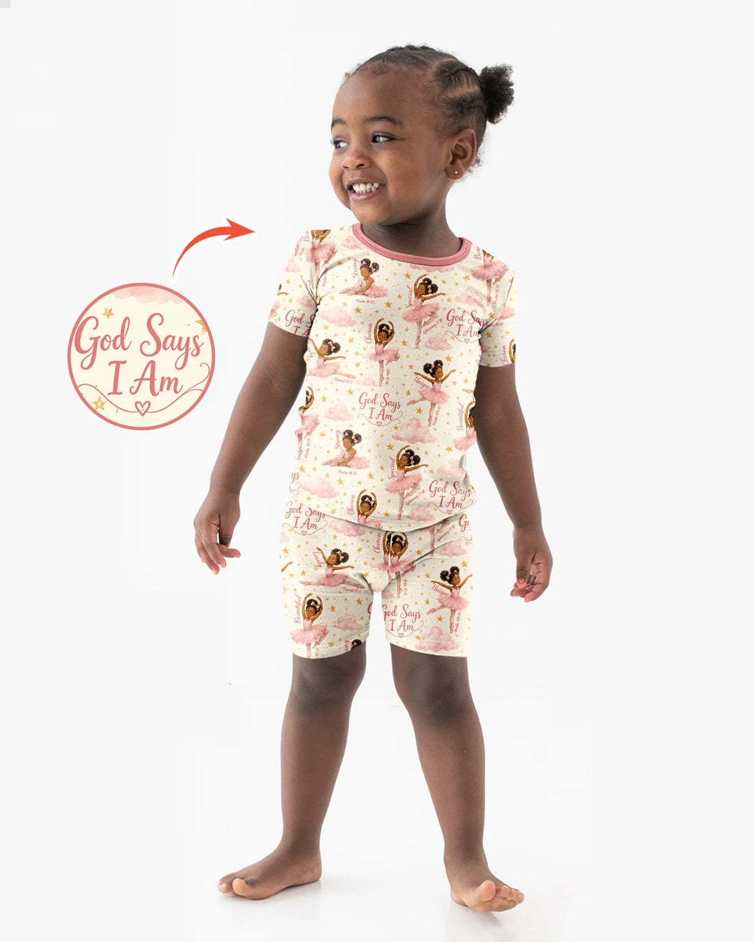 Black Girl Ballerina God Says I Am Bamboo Two Piece Short Sleeve Shorts Pajama Set