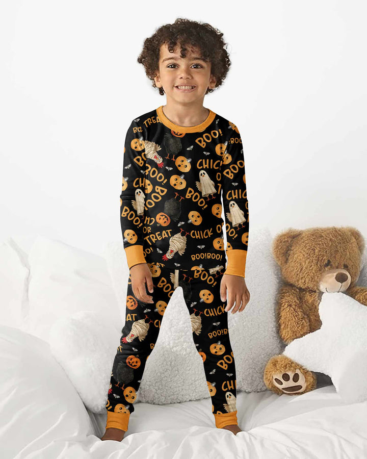 Halloween Chick or Treat Bamboo Two Piece Long Sleeve Pajama Set