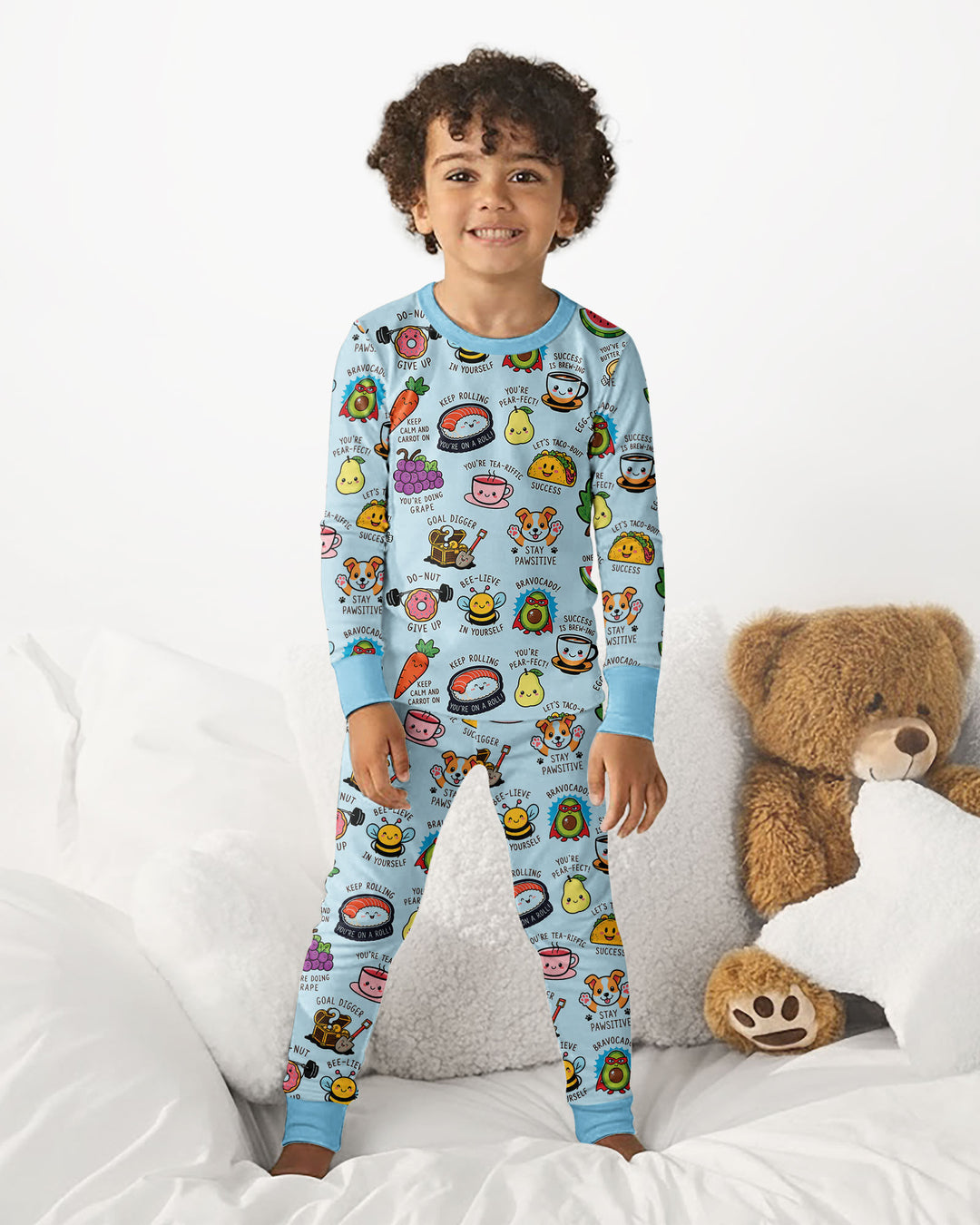 Cute Motivational Puns Bamboo Two Piece Long Sleeve Pajama Set