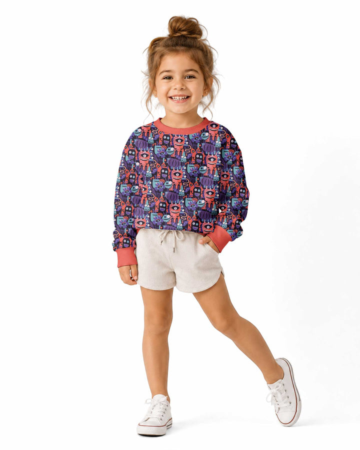 Halloween Multi Eyed Monsters Bamboo Crewneck Sweatshirt