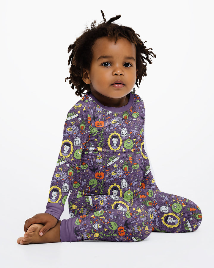 Halloween Monster Fun Bamboo Two Piece Long Sleeve Pajama Set