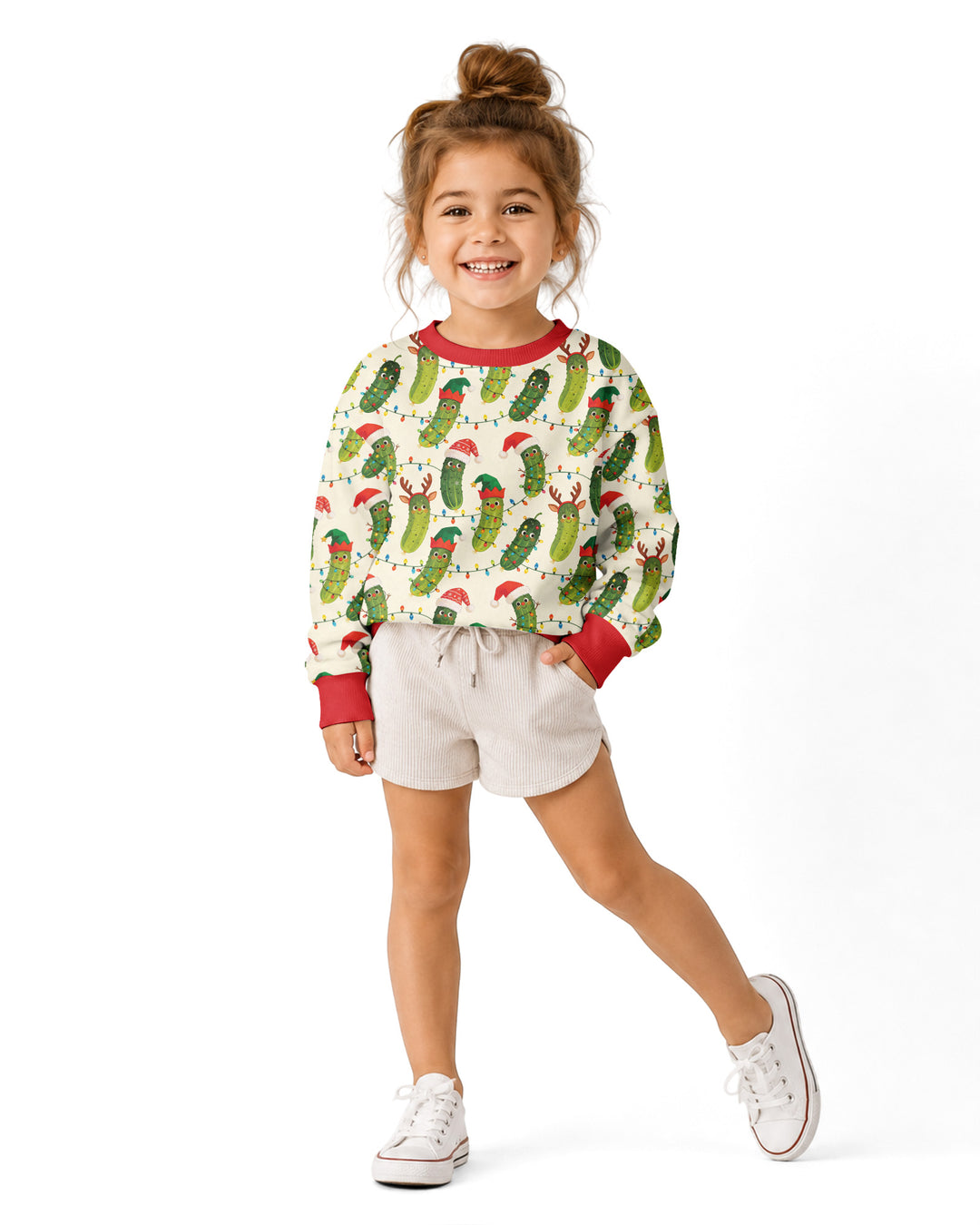 Cheerful Christmas Pickle Bamboo Crewneck Sweatshirt