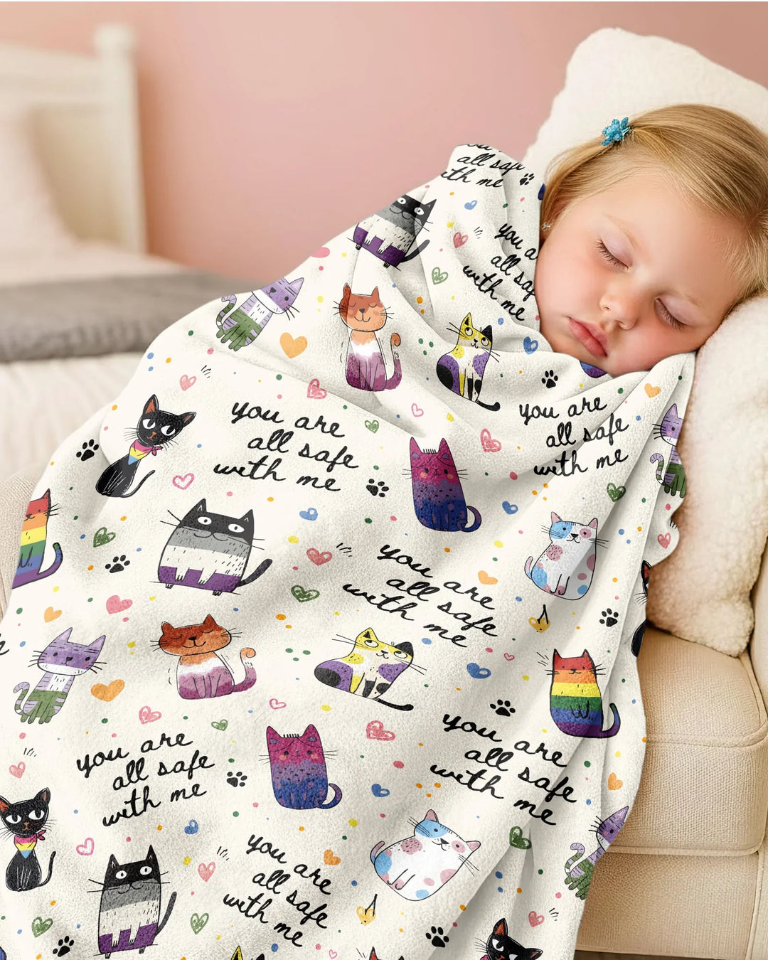 Loved & Safe Kitties Family Matching Bamboo Blanket