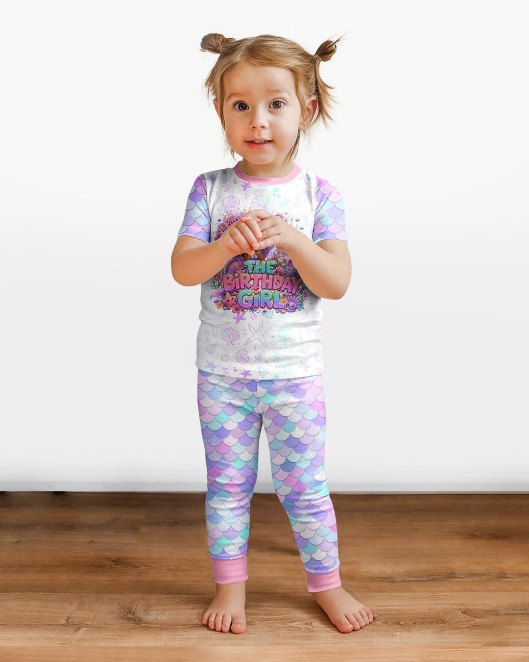 Black Mermaid The Birthday Girl Bamboo Two Piece Short Sleeve Pajama Set