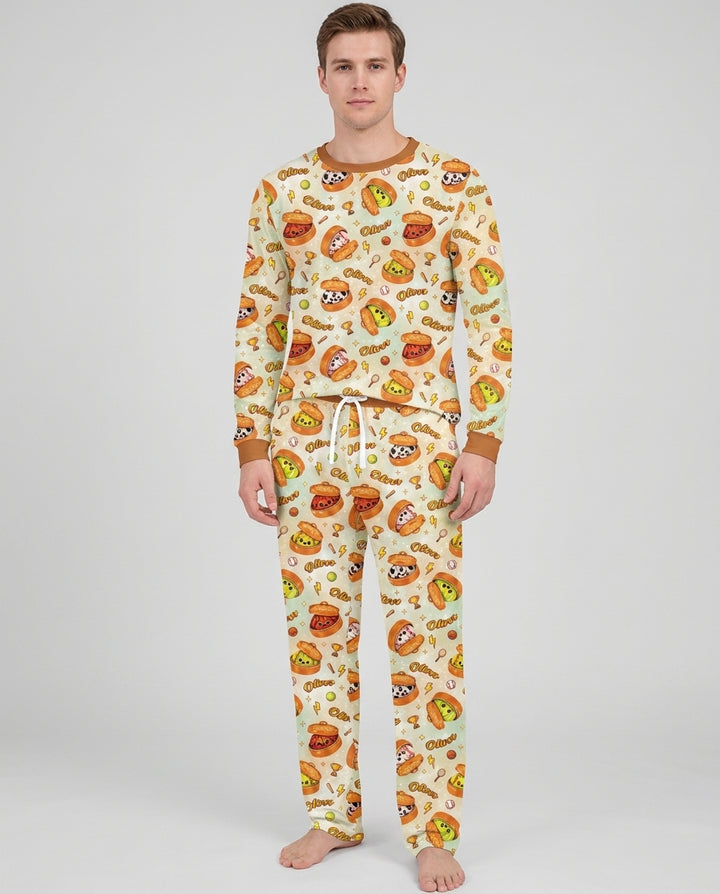Custom Name Sports Dumpling Bamboo Men's Pajama Set