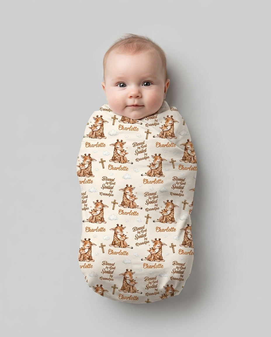 Custom Name Blessed By God Spoiled By Grandma Swaddle Blanket