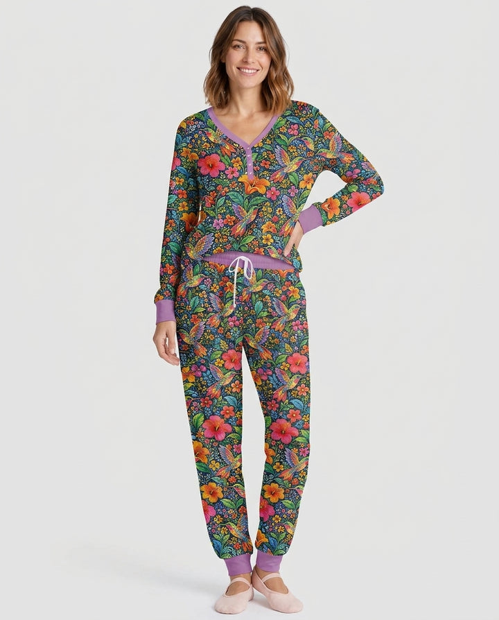 Hummingbird Paradise Bamboo Women Pajama Set