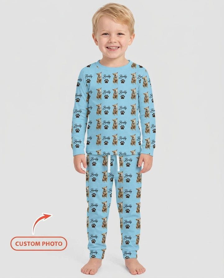 Personalized Pet Portrait Bamboo Two Piece Long Sleeve Pajama Set