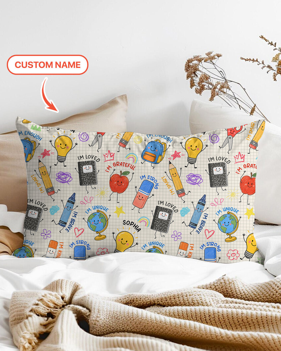 School Squad Custom Name Bamboo Pillow Case