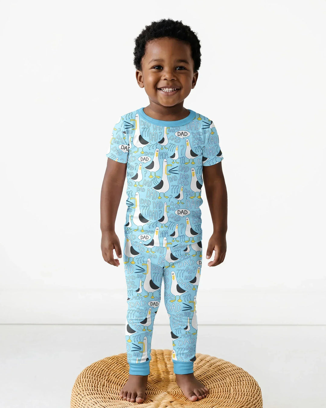 Funny Seagull DAD Bamboo Two Piece Short Sleeve Pajama Set