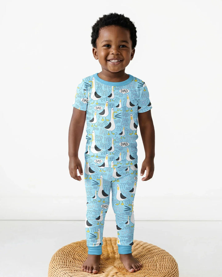 Funny Seagull DAD Bamboo Two Piece Short Sleeve Pajama Set