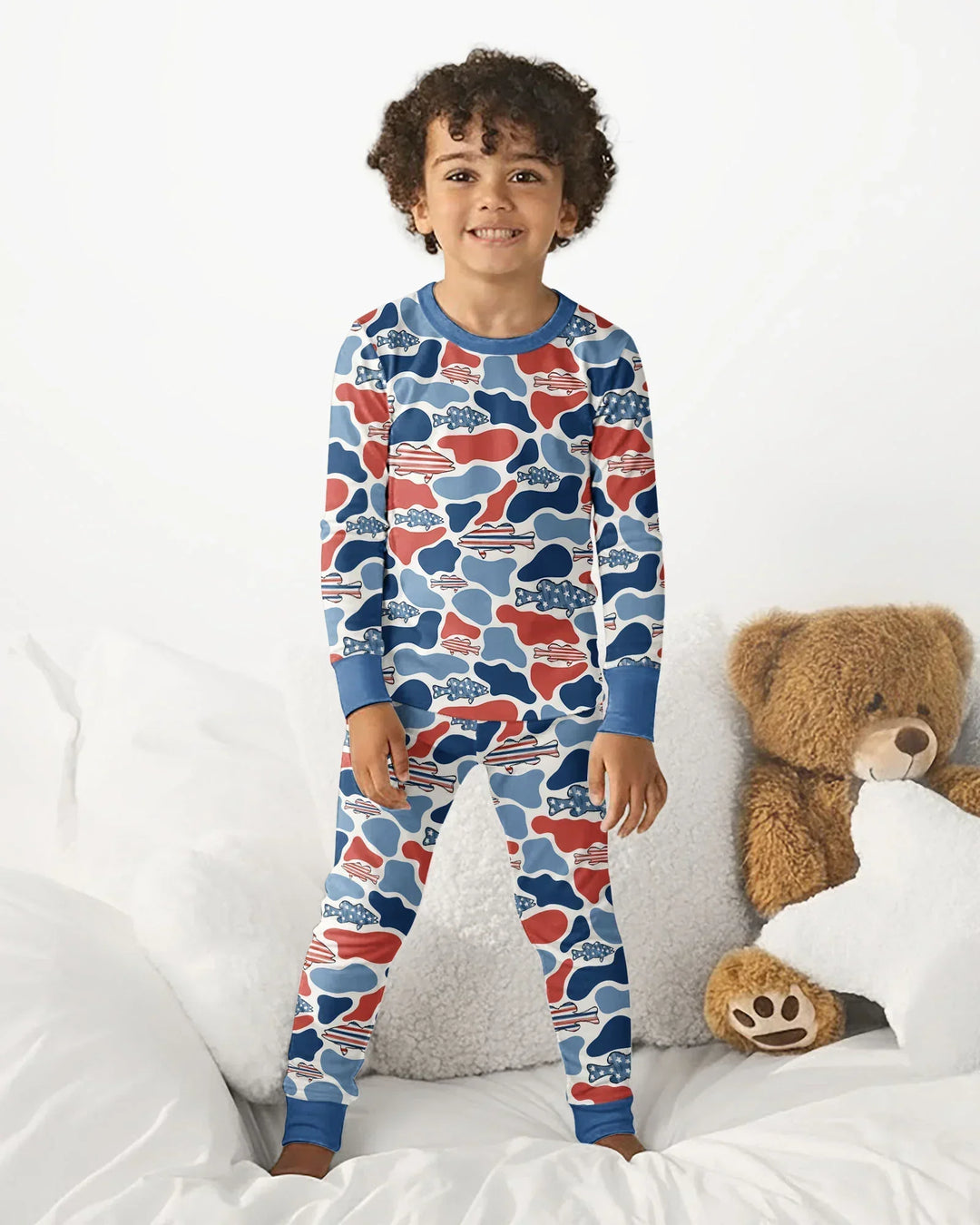 Reel America Daddy & Me Matching Bamboo Two Piece Long Sleeve Pajama Set