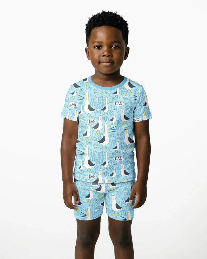 Funny Seagull DAD Bamboo Two Piece Short Sleeve Shorts Pajama Set