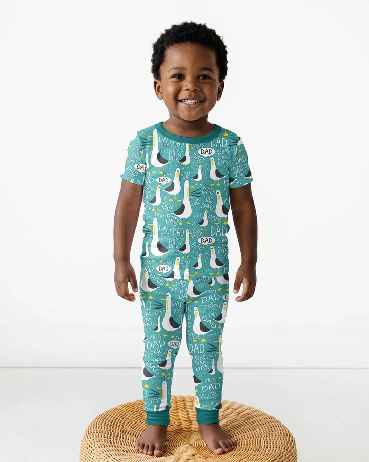 Funny Seagull DAD Bamboo Two Piece Short Sleeve Pajama Set