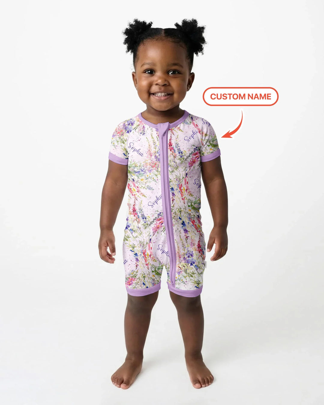 Custom Name Birth Month Flowers Bamboo Shorty Zippy