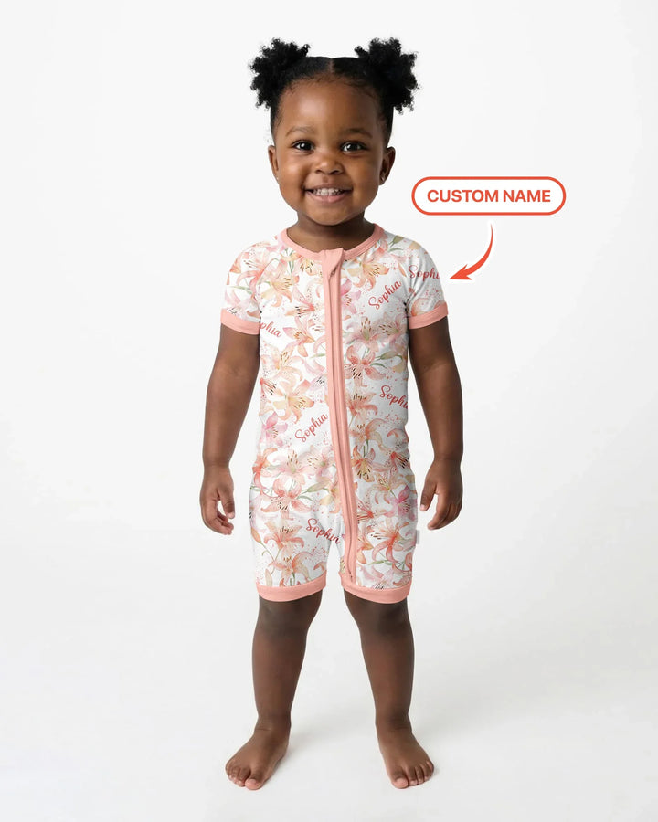 Custom Name Birth Month Flowers Bamboo Shorty Zippy