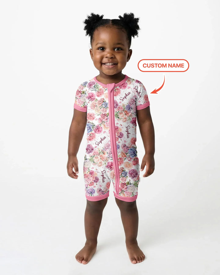 Custom Name Birth Month Flowers Bamboo Shorty Zippy