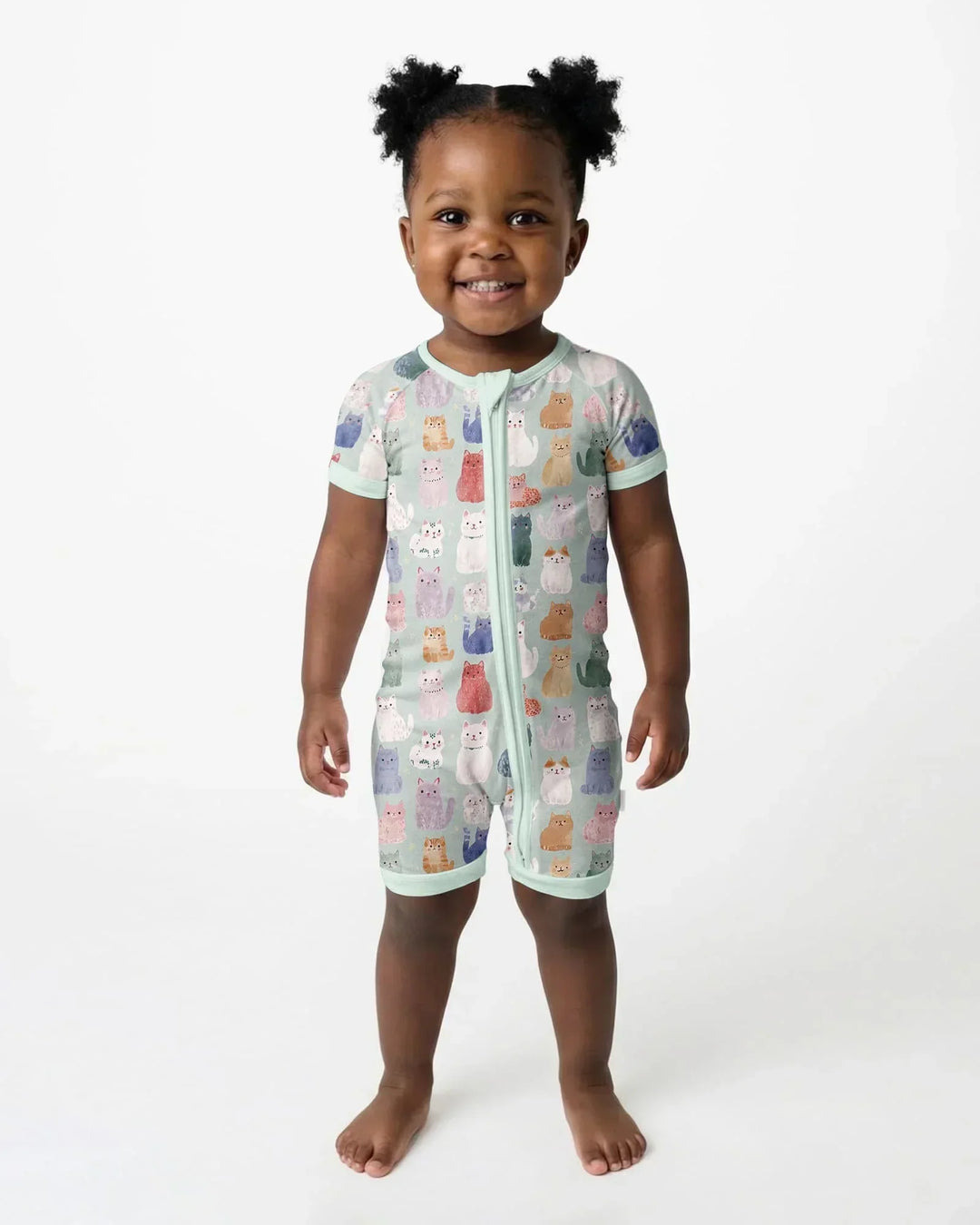 Enchanted Happy Kitty Family Matching Bamboo Shorty Zippy