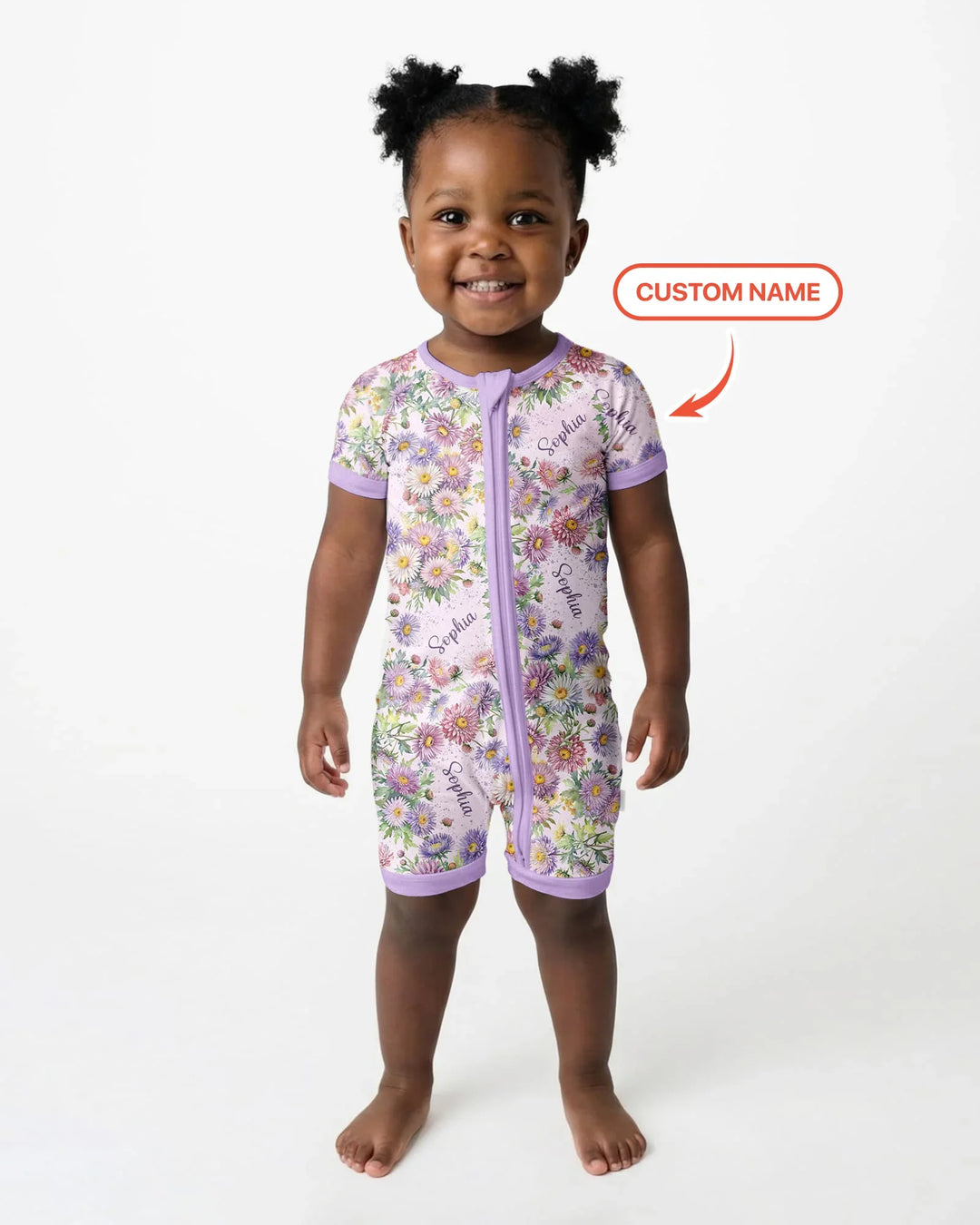 Custom Name Birth Month Flowers Bamboo Shorty Zippy