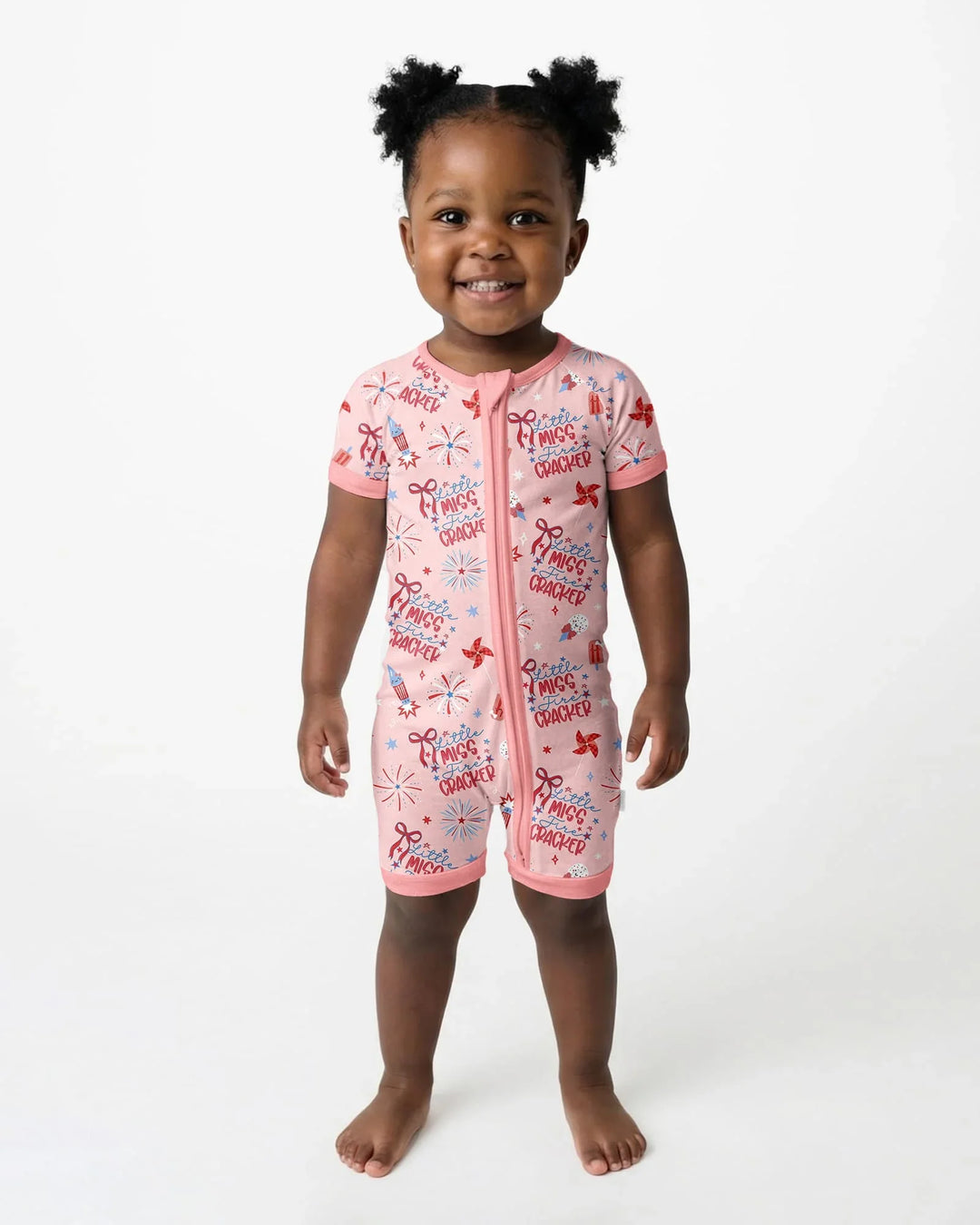 Little Miss Firecracker 4th July Bamboo Shorty Zippy