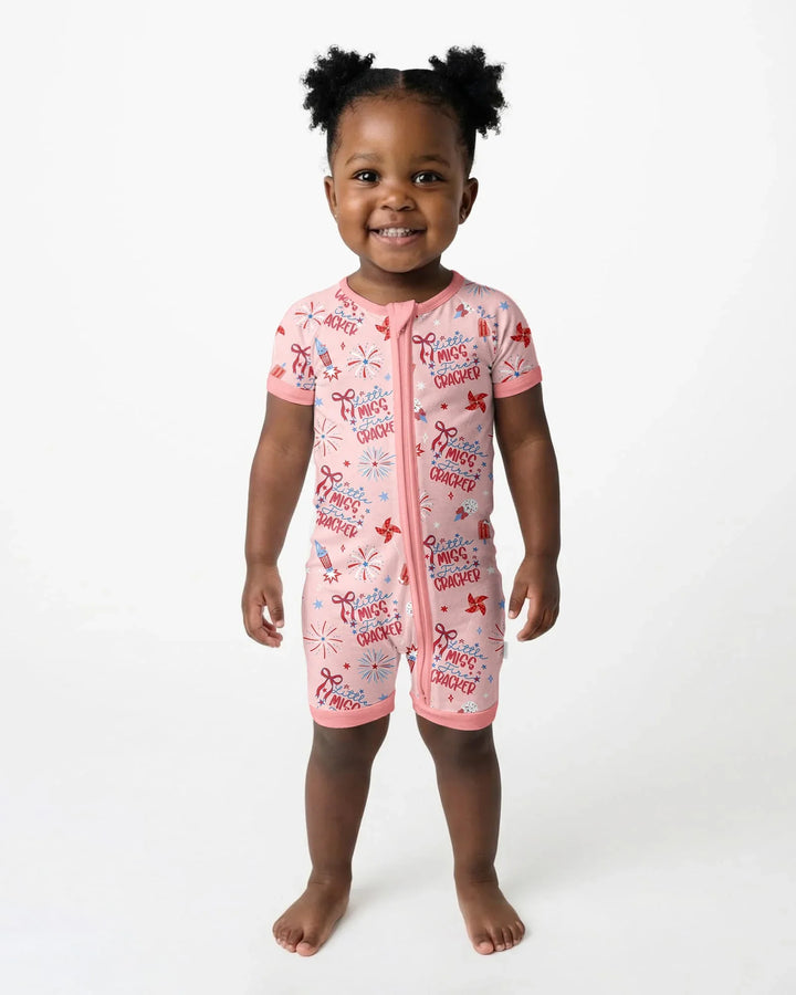Little Miss Firecracker 4th July Bamboo Shorty Zippy