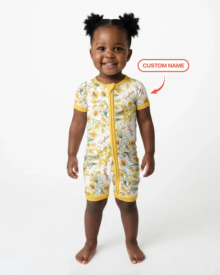 Custom Name Birth Month Flowers Bamboo Shorty Zippy