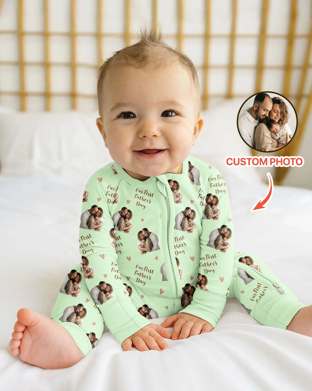 Custom Photo Our First as Parents Bamboo Convertible Zippy