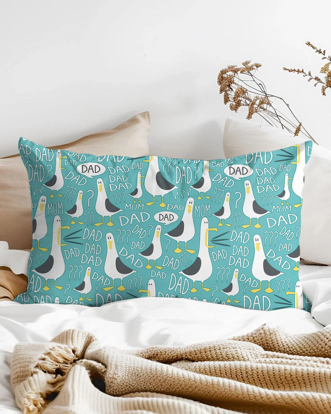 Funny Seagull DAD Bamboo Pillow Case
