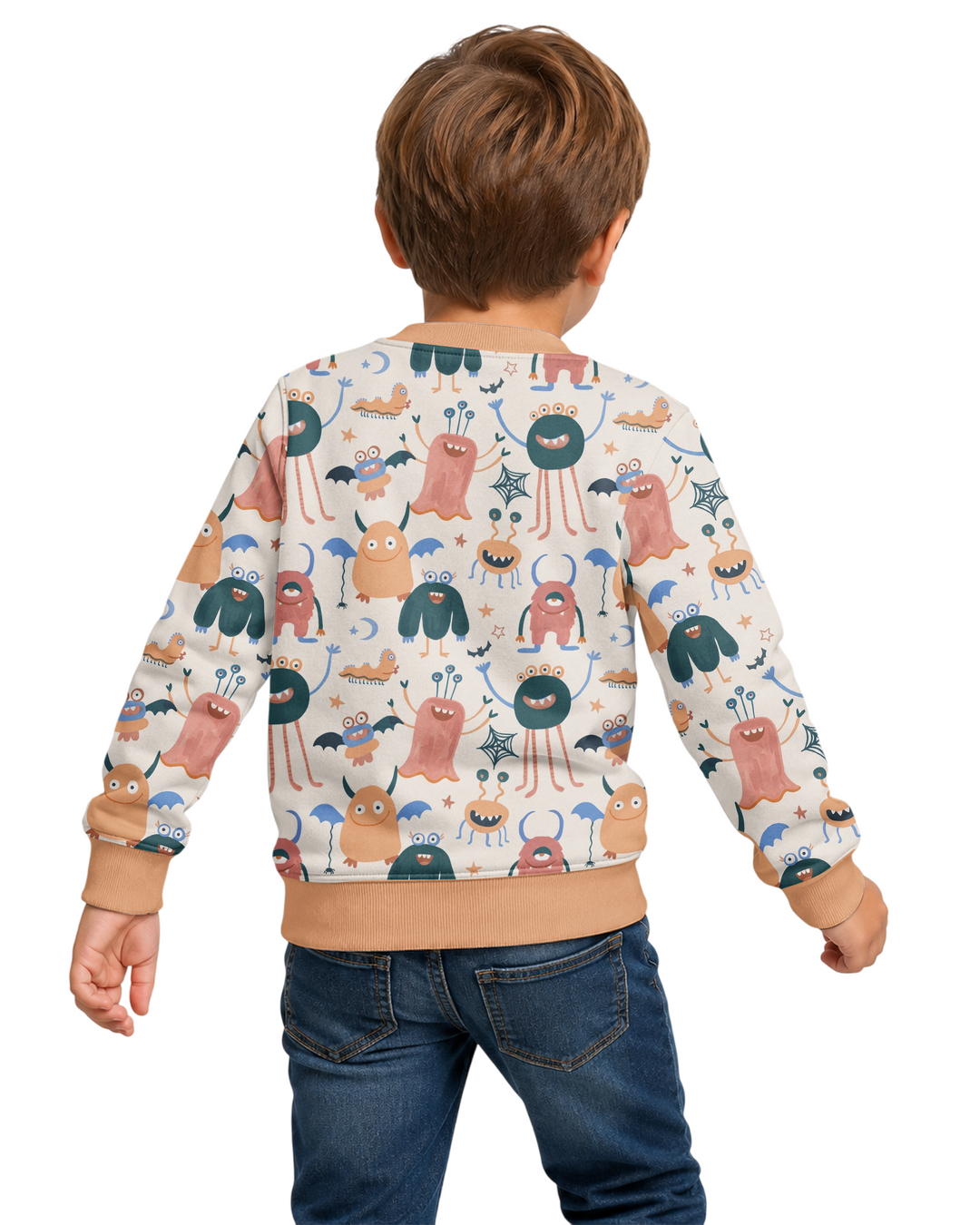 Monsters Fun Pastels Hand Painted Cute Bamboo Crewneck Sweatshirt