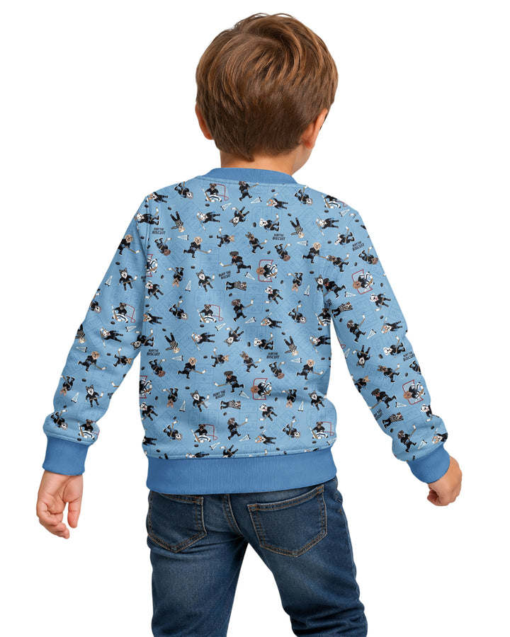 Hockey Dogs - Blue and Black Bamboo Crewneck Sweatshirt