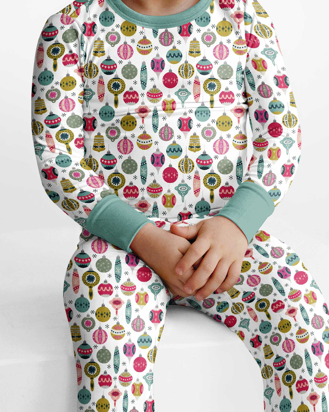 Tiny Christmas Ornaments   Bamboo Two Piece Long Sleeve Pajama Set
